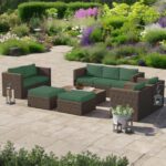1,2 or 3 Seater Replacement Seat Cushion Pads for Keter Allibert California Rattan Outdoor Furniture | Water Resistant Rattan Patio Set Sofa Cushions Pads (Armchair, Bottle Green) - Image 4