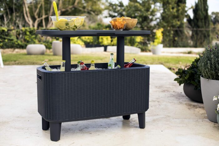 Keter Bevy BAR Cocktail Table, Polypropylene, Anthracite Grey - Image 9