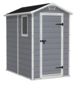 Keter Manor Outdoor Plastic Garden Storage Shed, Grey, 6 x 4 ft