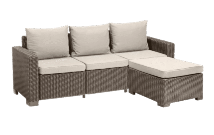 California 3 Seater Chaise Longue Lounge Set - Cappuccino