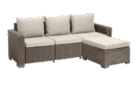 California 3 Seater Chaise Longue Lounge Set - Cappuccino