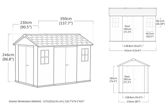 Newton Plus Dual Entry Shed 11x7.5ft - Grey