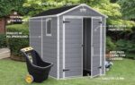 Keter Manor Outdoor Plastic Garden Storage Shed, Grey, 6 x 8 ft - Image 4