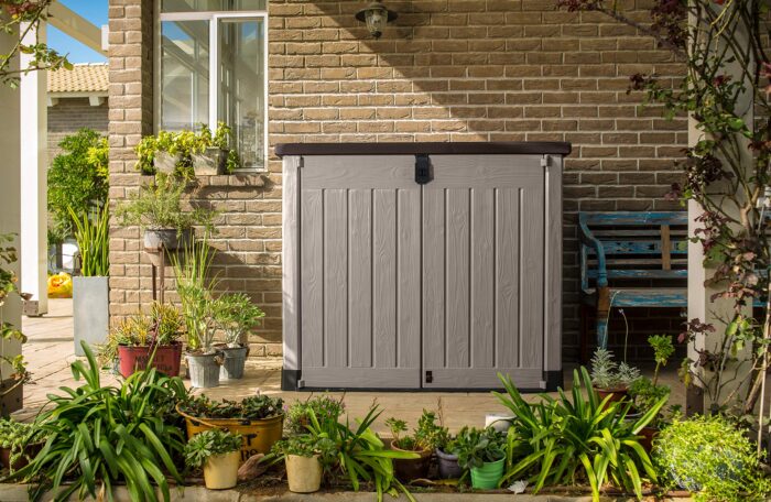 Keter Store It Out Pro Outdoor Garden Furniture Storage Shed Beige with Brown Lid Fade Free All Weather Resistant Safe and Secure Zero Maintenance 5 year Warranty - Image 8