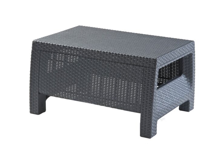 Keter GF06784 Corfu Outdoor 4 Seater Rattan Sofa Furniture Set with Accent Table - Graphite with Cream/Mushroom Cushions - Image 6