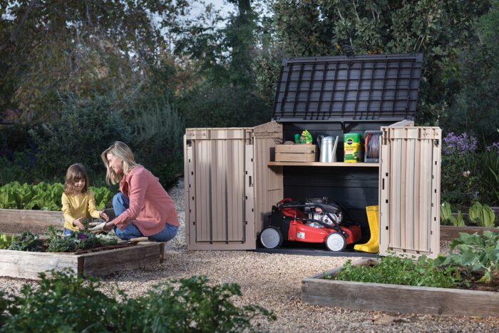 Keter Store-It Out Midi Outdoor Garden Storage Shed, Beige and Brown, 130 x 74 x 110 cm - Image 8