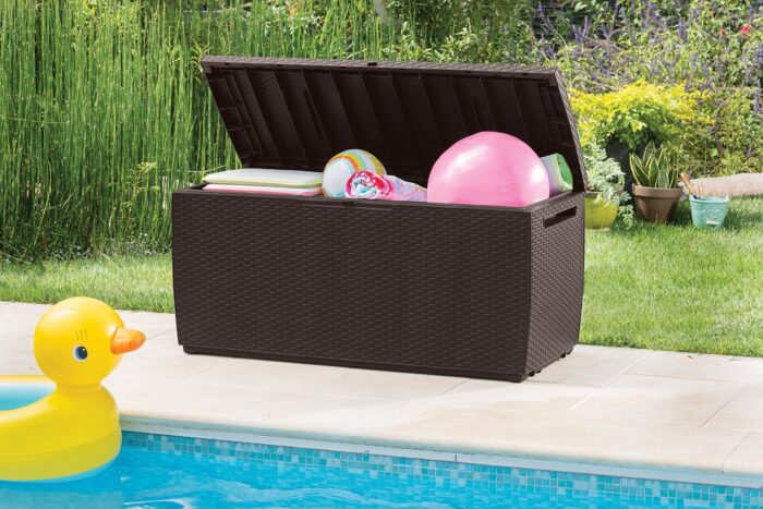 Keter Capri Outdoor Plastic Storage Box Garden Furniture, 123 x 53.5 x 57 cm, Brown - Image 4