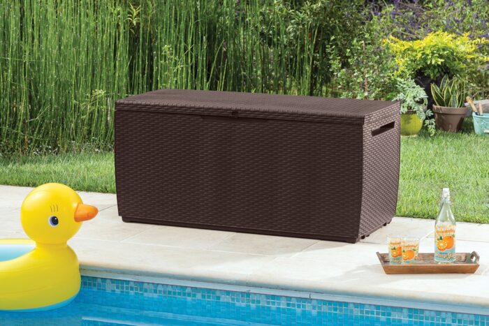 Keter Capri Outdoor Plastic Storage Box Garden Furniture, 123 x 53.5 x 57 cm, Brown - Image 6