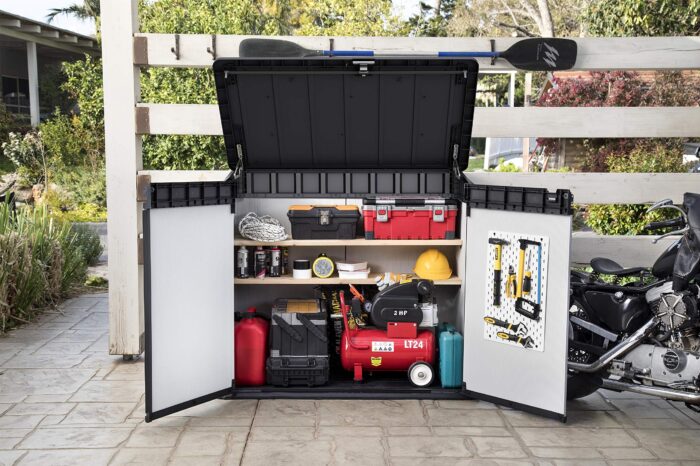 Keter Store It Out Premier XL Outdoor Garden Storage Shed, Grey and Black, 141 x 82 x 123.5 cm - Image 3