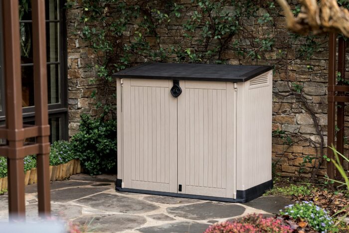 Keter Store-It Out Midi Outdoor Garden Storage Shed, Beige and Brown, 130 x 74 x 110 cm - Image 9