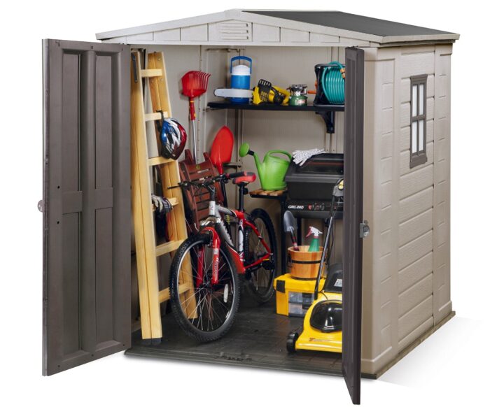 Keter Factor Outdoor Apex Double Door Garden Storage Shed 6 x 6ft Beige Brown Wood effect | Fade Free | All Weather Resistant | Safe and Secure | Zero Maintenance | 15 year Warranty - Image 9
