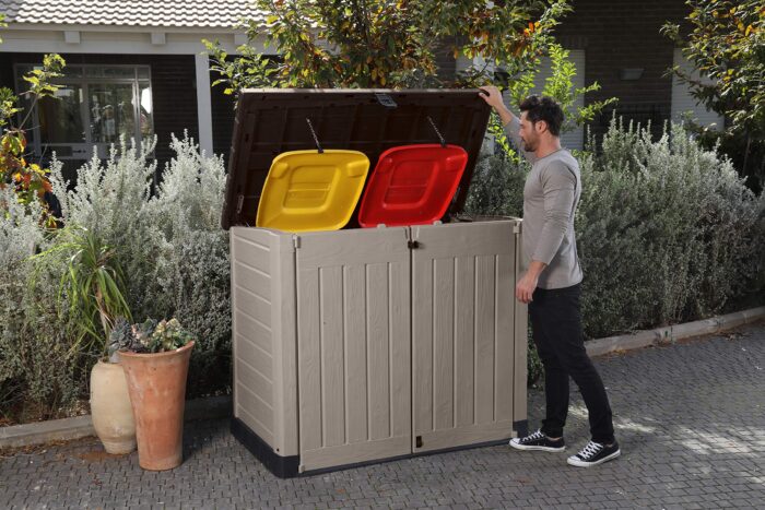 Keter Store It Out Pro Outdoor Garden Furniture Storage Shed Beige with Brown Lid Fade Free All Weather Resistant Safe and Secure Zero Maintenance 5 year Warranty - Image 5