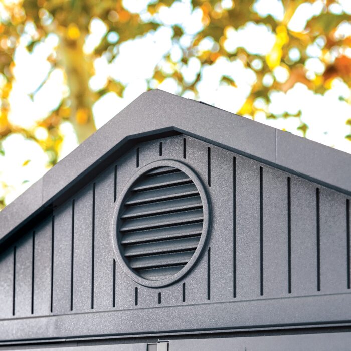 Keter Darwin Outdoor Apex Double Door Garden Storage Shed 6 x 8ft Grey Evotech+ Wood Look and Feel | Fade Free | All Weather Resistant | Safe and Secure | Zero Maintenance | 15 year Warranty - Image 4