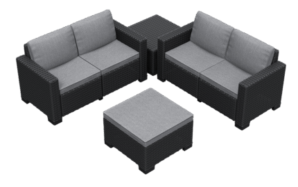 California 4 Seater Double Lounge Set - Grey