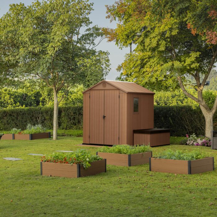 Keter Darwin 380L Outdoor Garden Furniture Storage Box Brown Evotech+ Wood Look and Feel | Fade Free | All Weather Resistant | Safe and Secure | Zero Maintenance | 2 year Warranty - Image 3