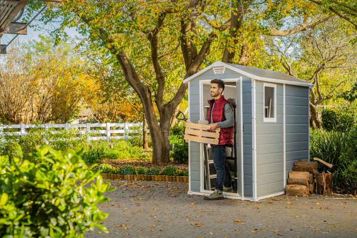 Keter Manor Outdoor Plastic Garden Storage Shed, Grey, 6 x 4 ft - Image 6