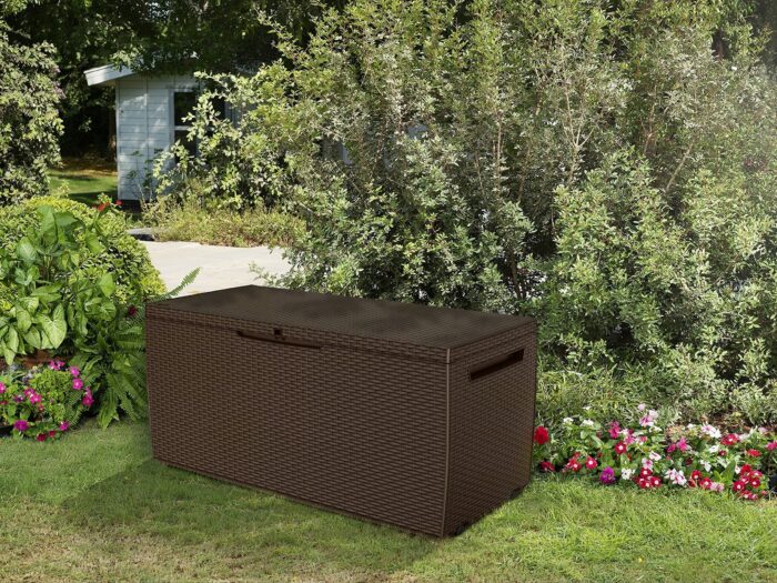 Keter Capri Outdoor Plastic Storage Box Garden Furniture, 123 x 53.5 x 57 cm, Brown - Image 7