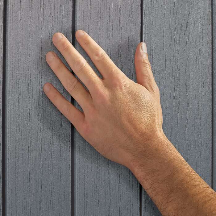 Keter Darwin Outdoor Apex Double Door Garden Storage Shed 6 x 8ft Grey Evotech+ Wood Look and Feel | Fade Free | All Weather Resistant | Safe and Secure | Zero Maintenance | 15 year Warranty - Image 6