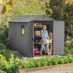 Keter Darwin Outdoor Apex Double Door Garden Storage Shed 6 x 8ft Grey Evotech+ Wood Look and Feel | Fade Free | All Weather Resistant | Safe and Secure | Zero Maintenance | 15 year Warranty - Image 10