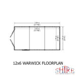 Shire Warwick 6ft x 12ft Shiplap Apex Double Door Shed