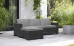 California 3 Seater Chaise Longue Lounge Set - Grey