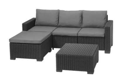 California 3 Seater Chaise Longue Lounge Set - Grey