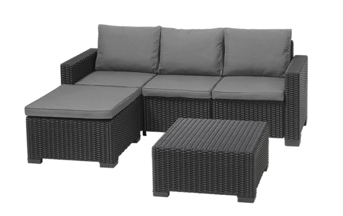 California 3 Seater Chaise Longue Lounge Set - Grey