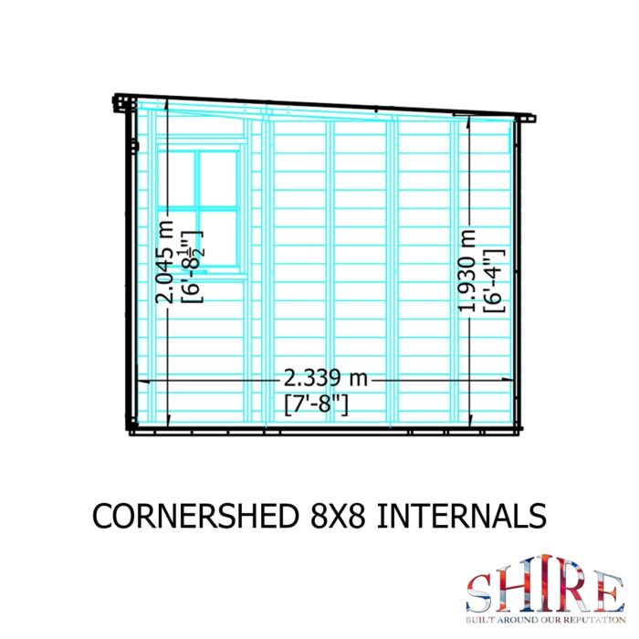 Shire Tongue and Groove 8ft x 8ft Corner Shed - Pressure Treated