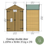 Shire Garden Value Overlap 4ft x 3ft Double Door Shed With Shelves