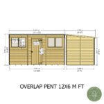 Shire NEW Garden Value 12ft x 6ft Overlap Pent Shed with windows