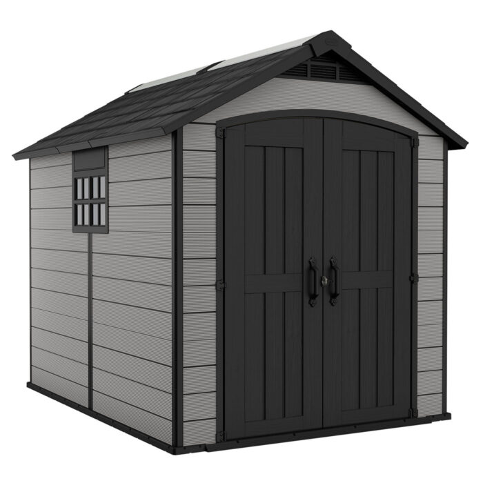 Keter Premier 759 Outdoor Apex Garden Storage Shed 7.5 x 9 feet- Grey