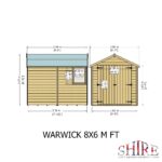 Shire Warwick Shiplap 8ft x 6ft Apex Shed (Double Doors)