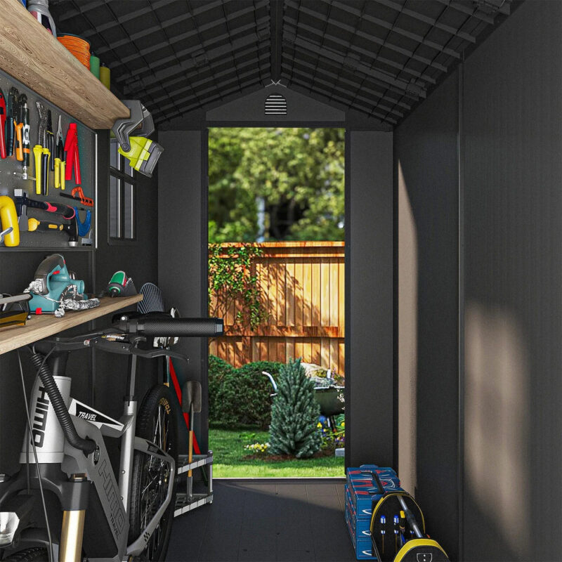 Pro Grade 4ft x 6ft Premium Plastic Garden Shed - Grey Wood Touch Texture