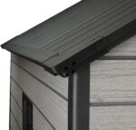 Pro Grade 8ft x 12ft Premium Plastic Double Door Garden Shed - Grey Wood Touch Texture