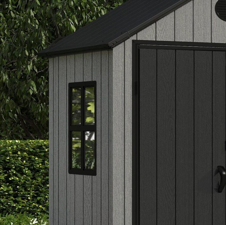Pro Grade 6ft x 4ft Premium Plastic Garden Shed Double Door - Grey/Anthracite Wood Touch Texture