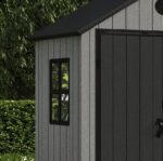 Pro Grade 8ft x 12ft Premium Plastic Double Door Garden Shed - Grey/Anthracite Wood Touch Texture