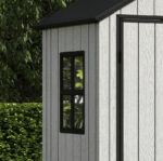Pro Grade 6ft x 8ft Premium Plastic Double Door Garden Shed - Grey Wood Touch Texture